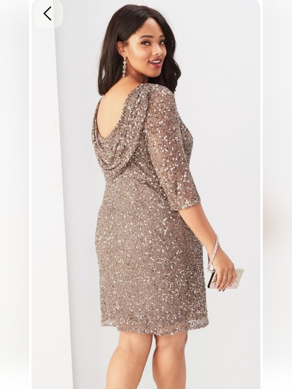 Sz 10 Gold Seguin Draped Back Beaded Party Dress Pisarro Nights